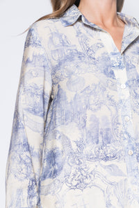Satin Printed Button-Down