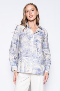 Satin Printed Button-Down