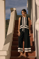 Contrast Trim Pants Set