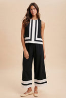 Contrast Trim Pants Set