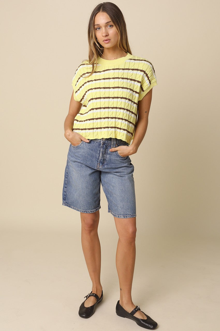 Yellow Striped Sweater Vest