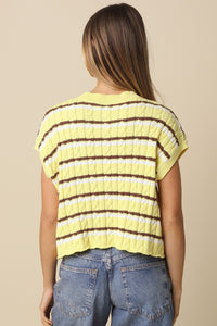 Yellow Striped Sweater Vest