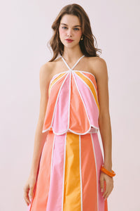 Color Block Scallop Halter Top