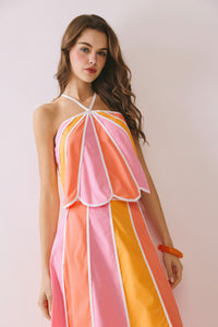 Color Block Scallop Halter Top