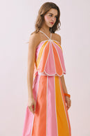 Color Block Scallop Halter Top