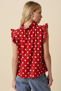 Polka Dot Ruffle Blouse