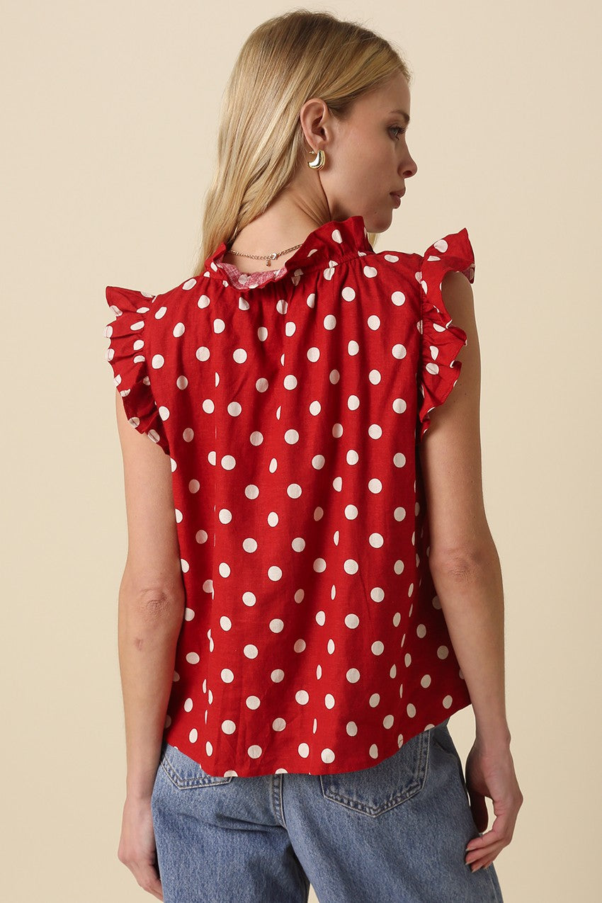 Polka Dot Ruffle Blouse