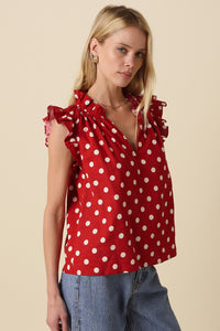 Polka Dot Ruffle Blouse