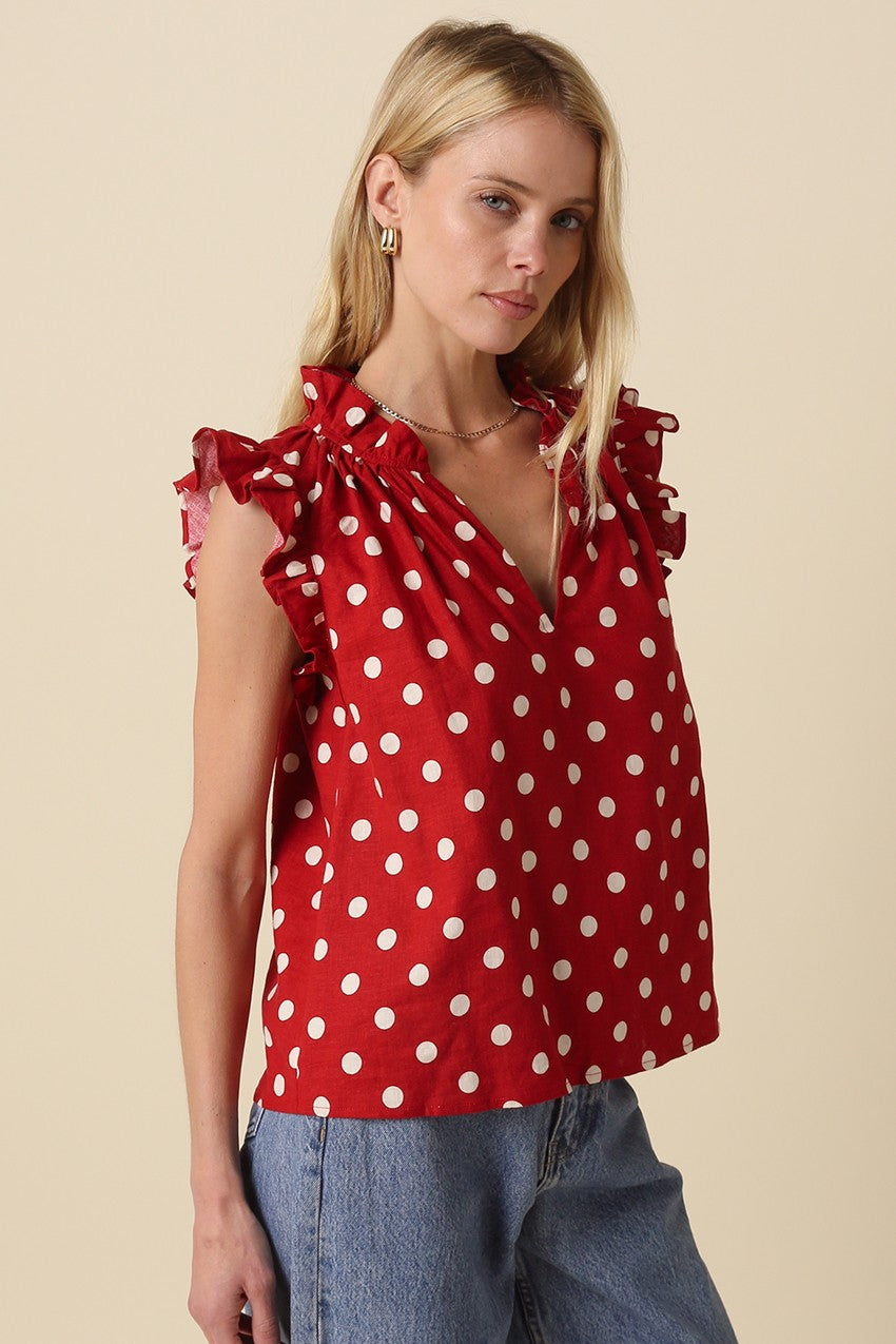 Polka Dot Ruffle Blouse