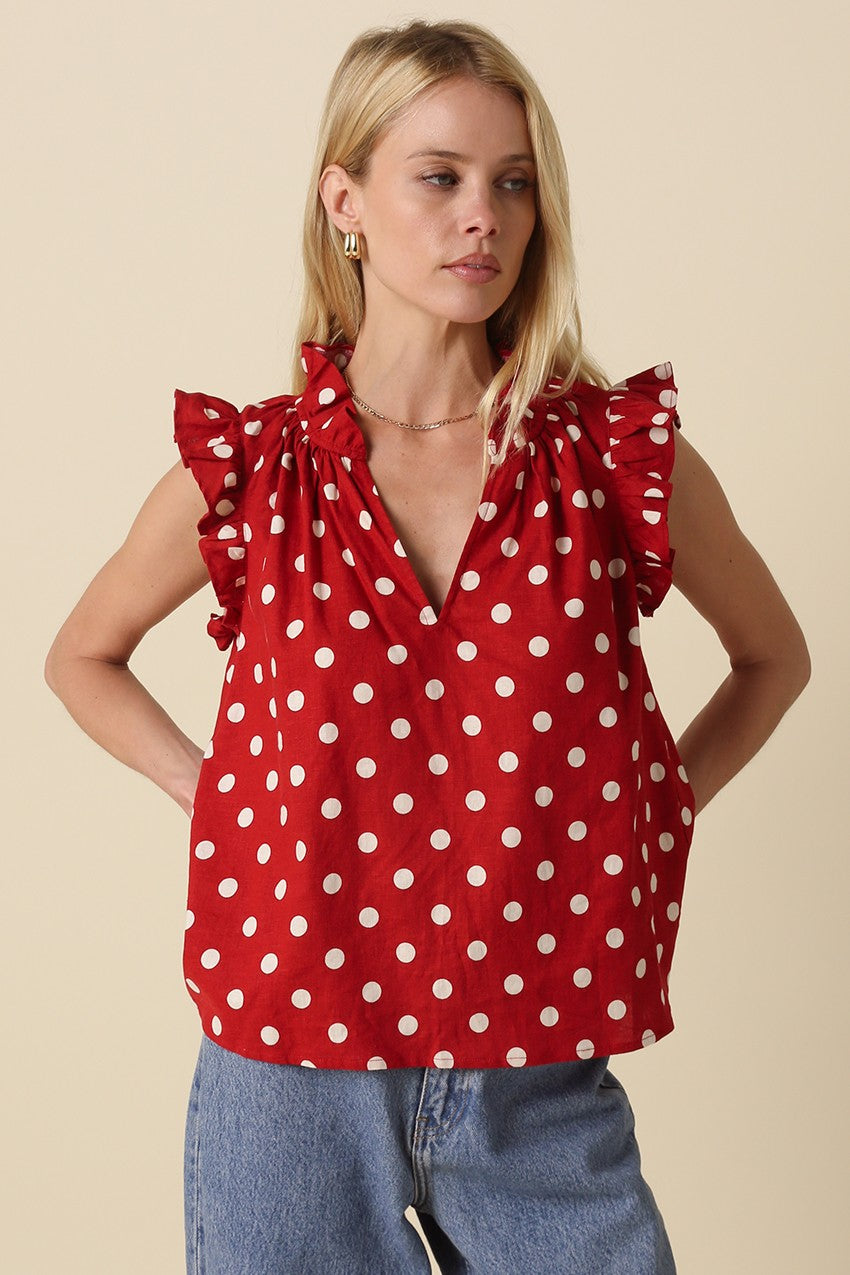 Polka Dot Ruffle Blouse