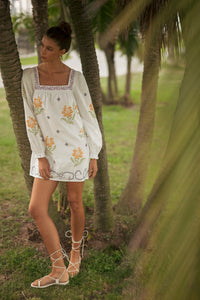 Square Neck Embroidered Dress