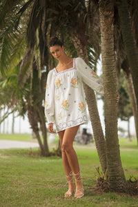 Square Neck Embroidered Dress