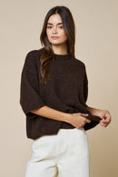 Brown Short Sleeve Sweater