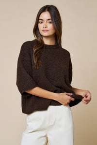 Brown Short Sleeve Sweater