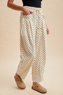 Linen Polka Dot Barrel Pants