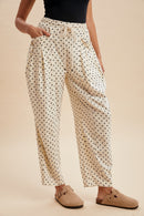 Linen Polka Dot Barrel Pants