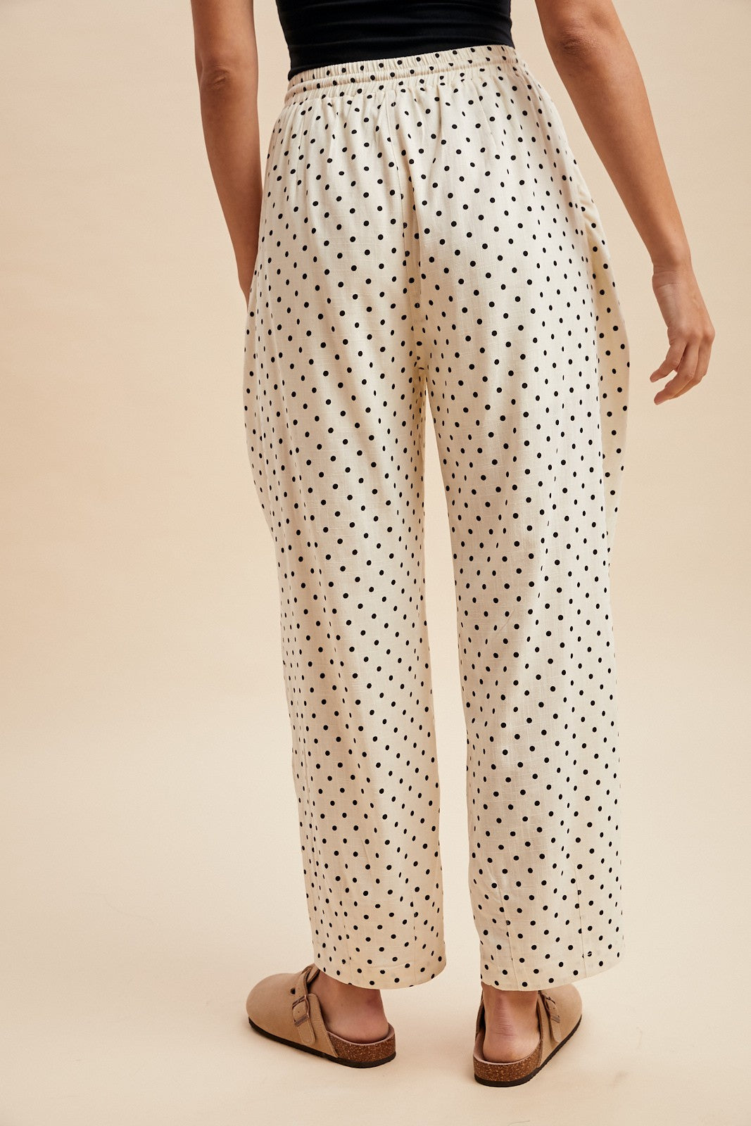 Linen Polka Dot Barrel Pants