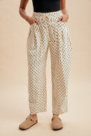 Linen Polka Dot Barrel Pants