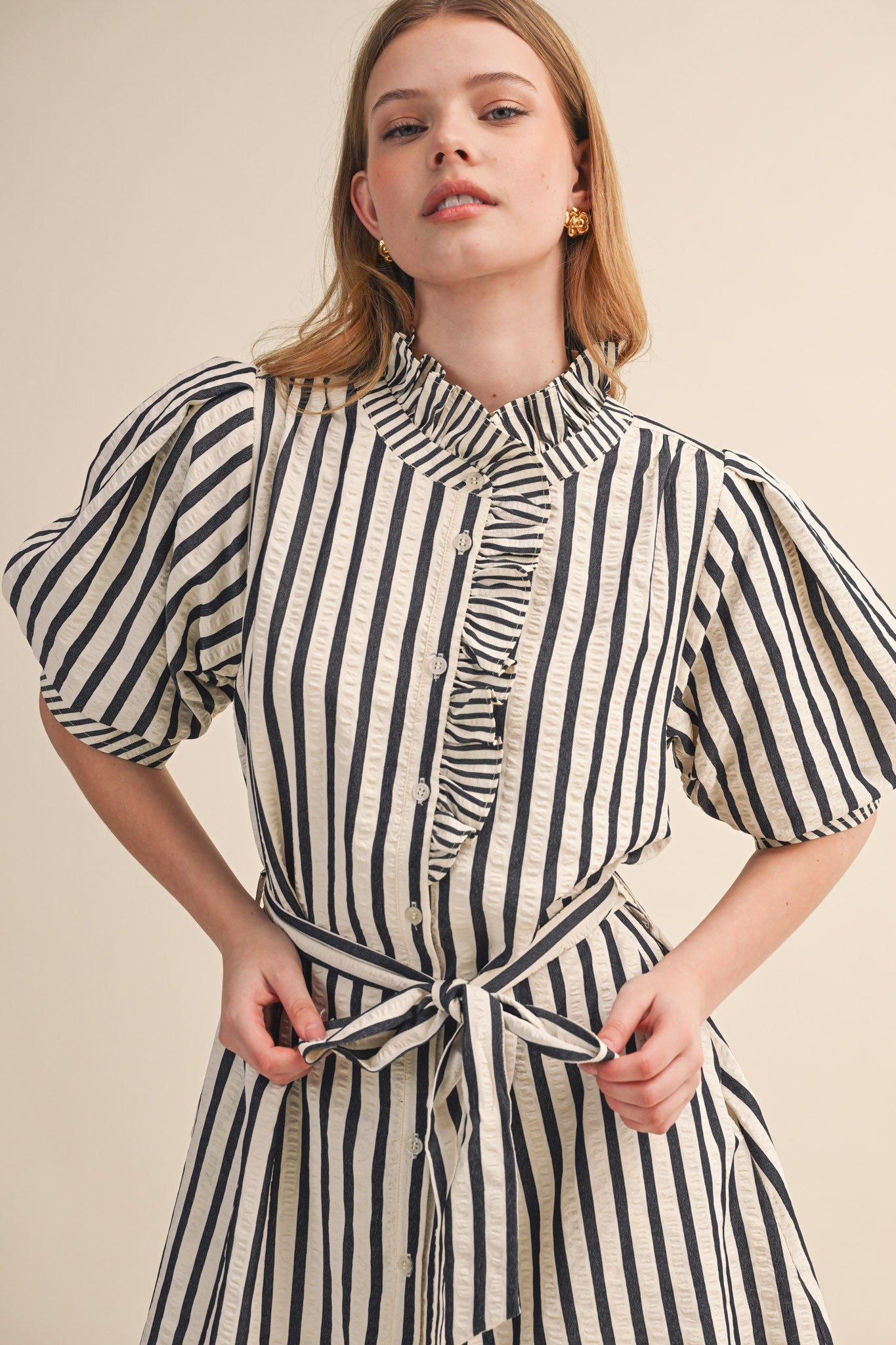 Ruffle Striped Mini Dress