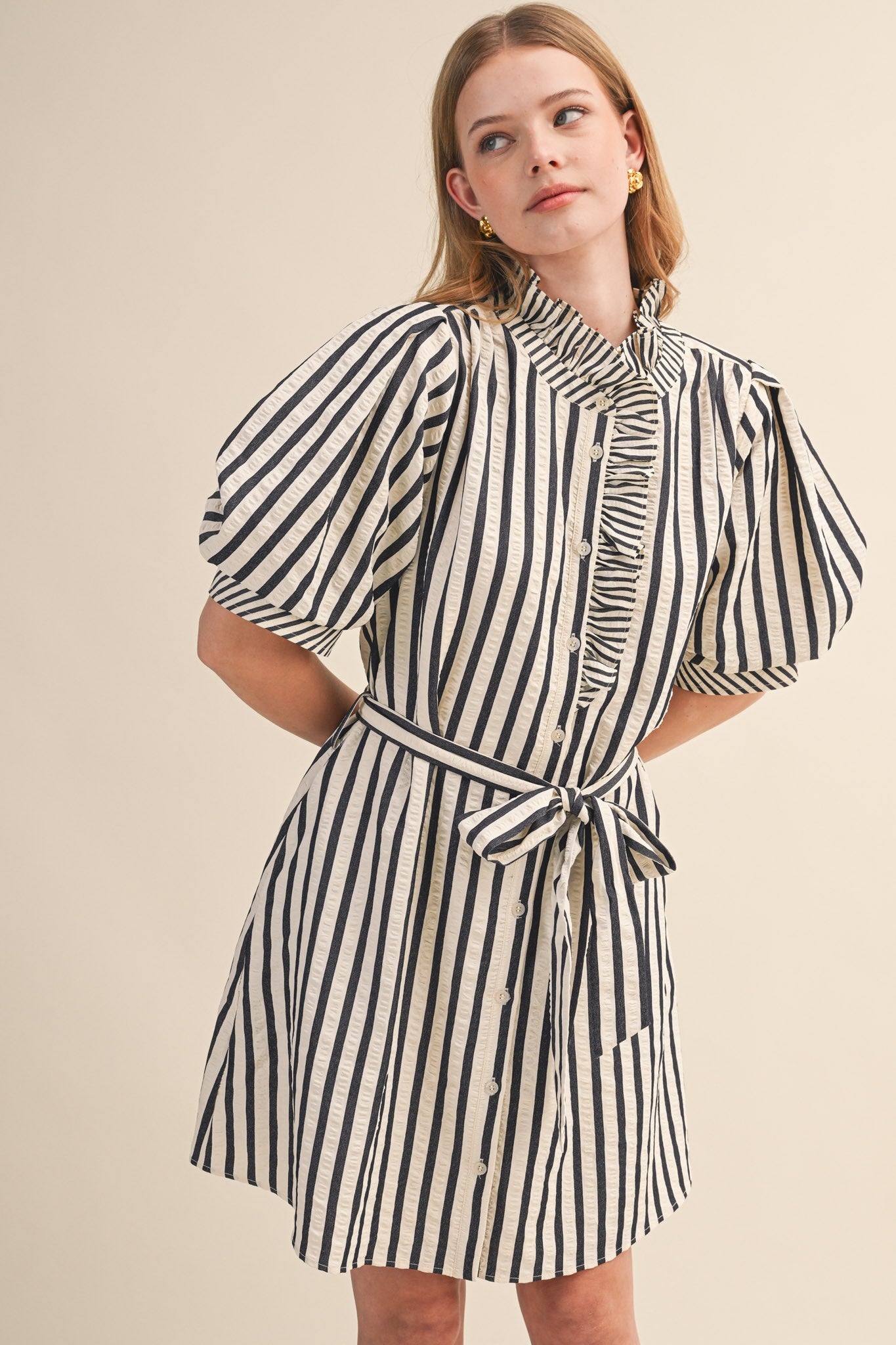 Ruffle Striped Mini Dress