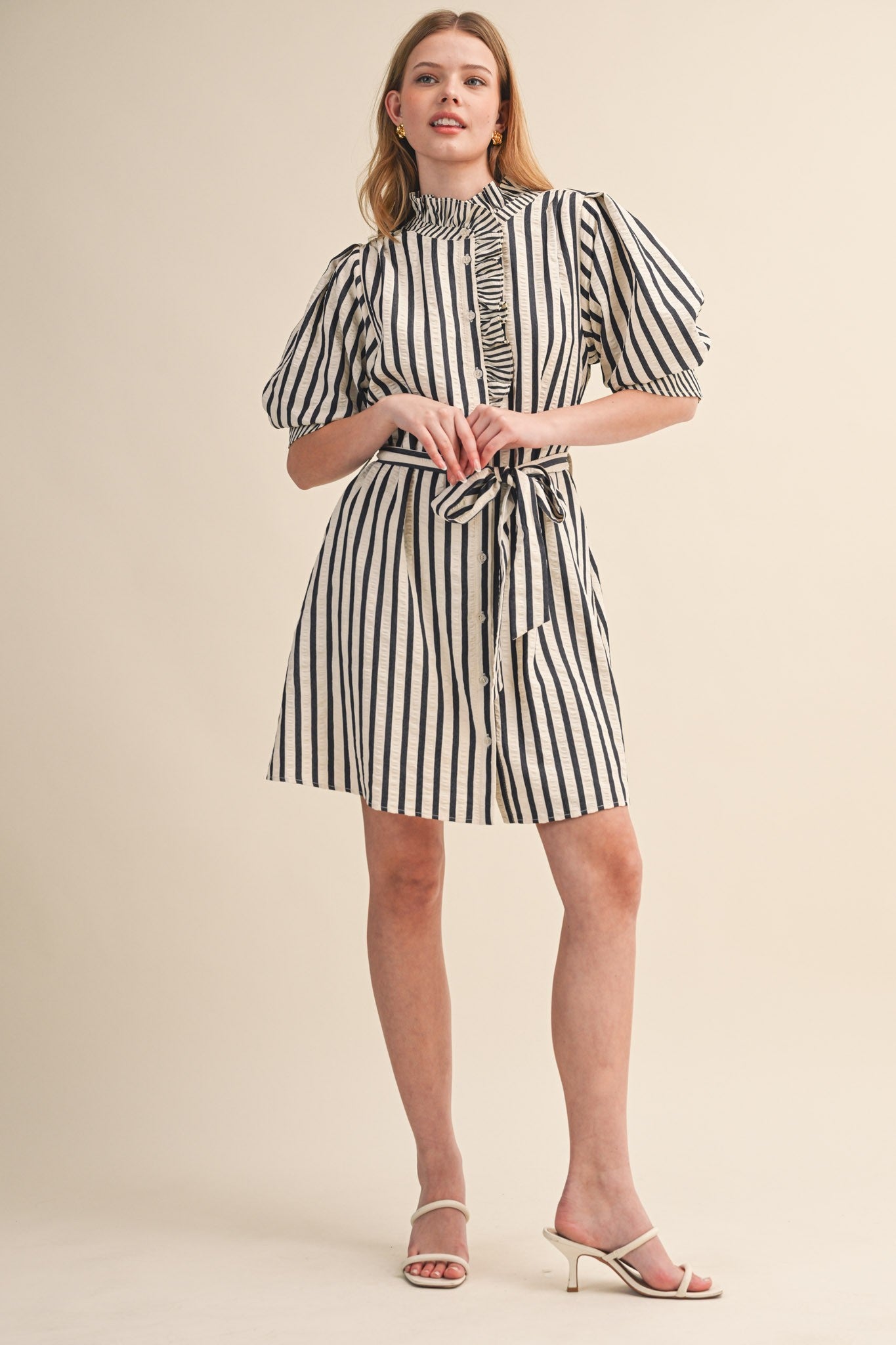 Ruffle Striped Mini Dress