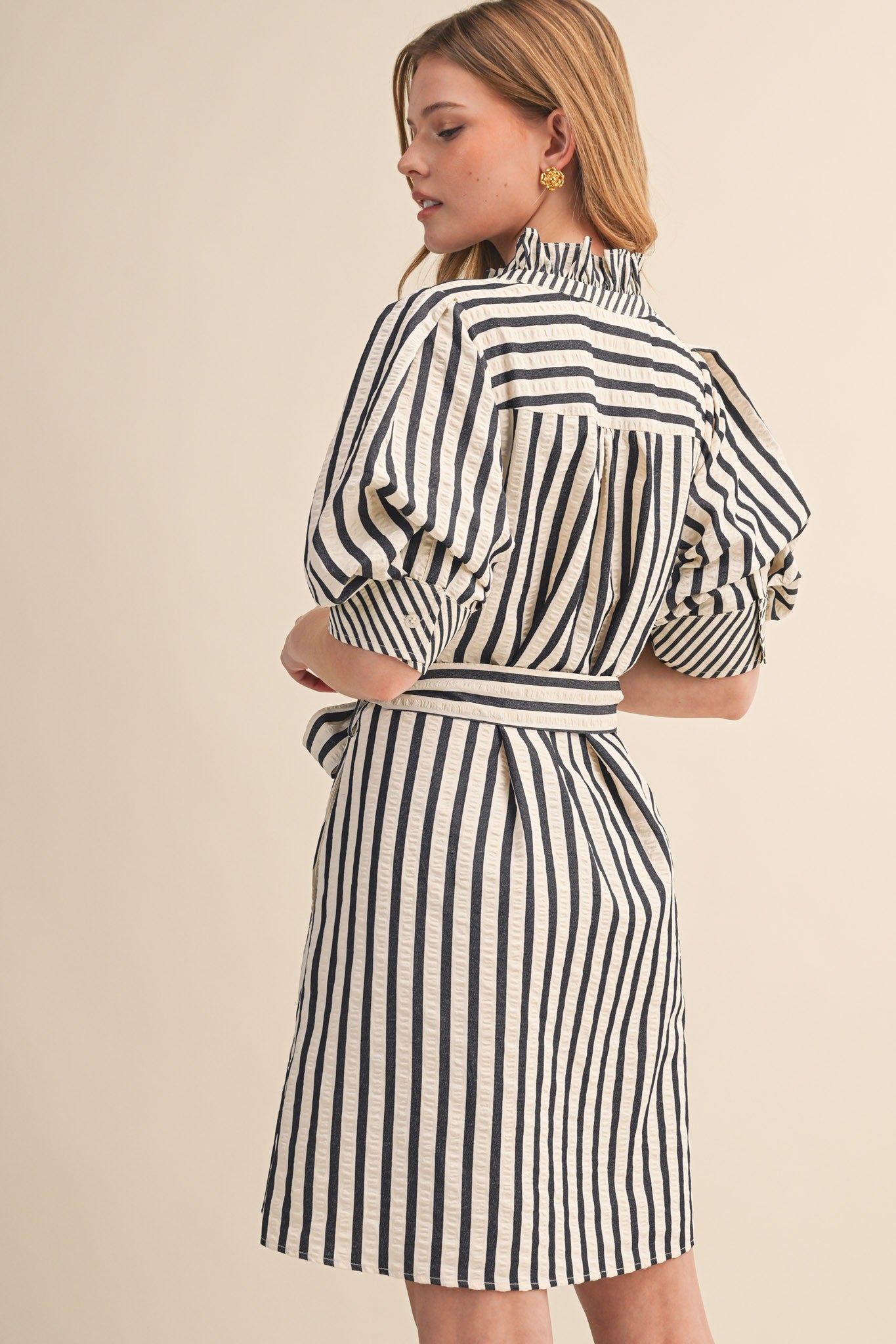 Ruffle Striped Mini Dress