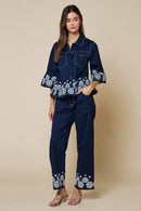 Embroidered Hem Peplum Blouse