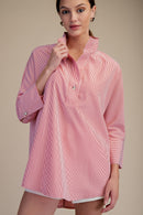 High Collar Striped Tunic
