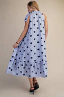 Blue Polka Dot Midi Dress
