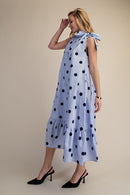 Blue Polka Dot Midi Dress