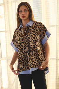 Leopard Printed Button-Down Top