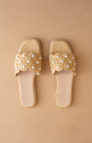Cathleen Raffia Pearl Slides