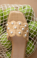 Cathleen Raffia Pearl Slides
