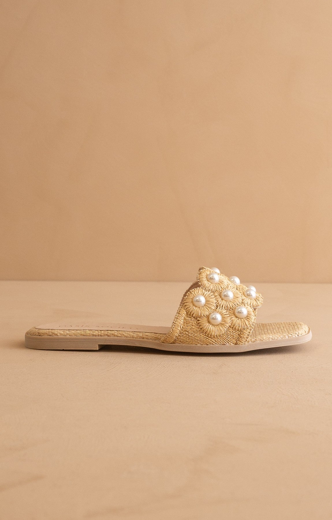 Cathleen Raffia Pearl Slides