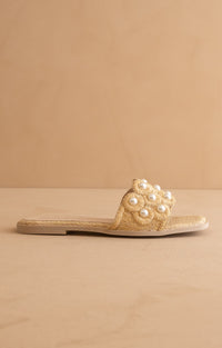 Cathleen Raffia Pearl Slides