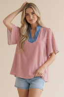 Stitched Neck Stripe Top