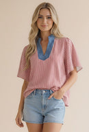 Stitched Neck Stripe Top
