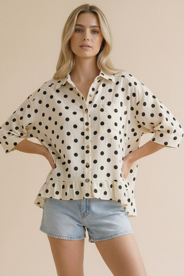 Polka Dot Peplum Blouse