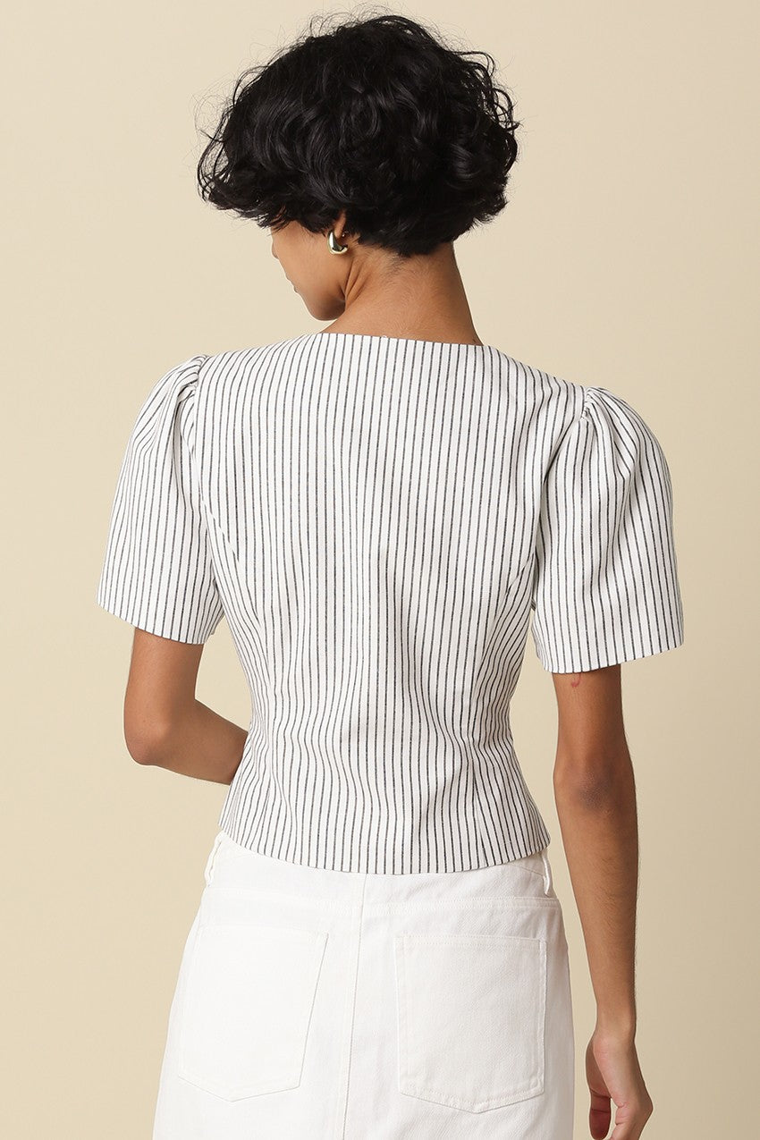 Striped Puff Sleeve Blouse