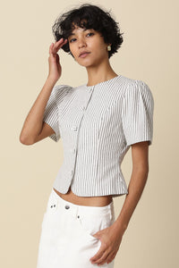 Striped Puff Sleeve Blouse