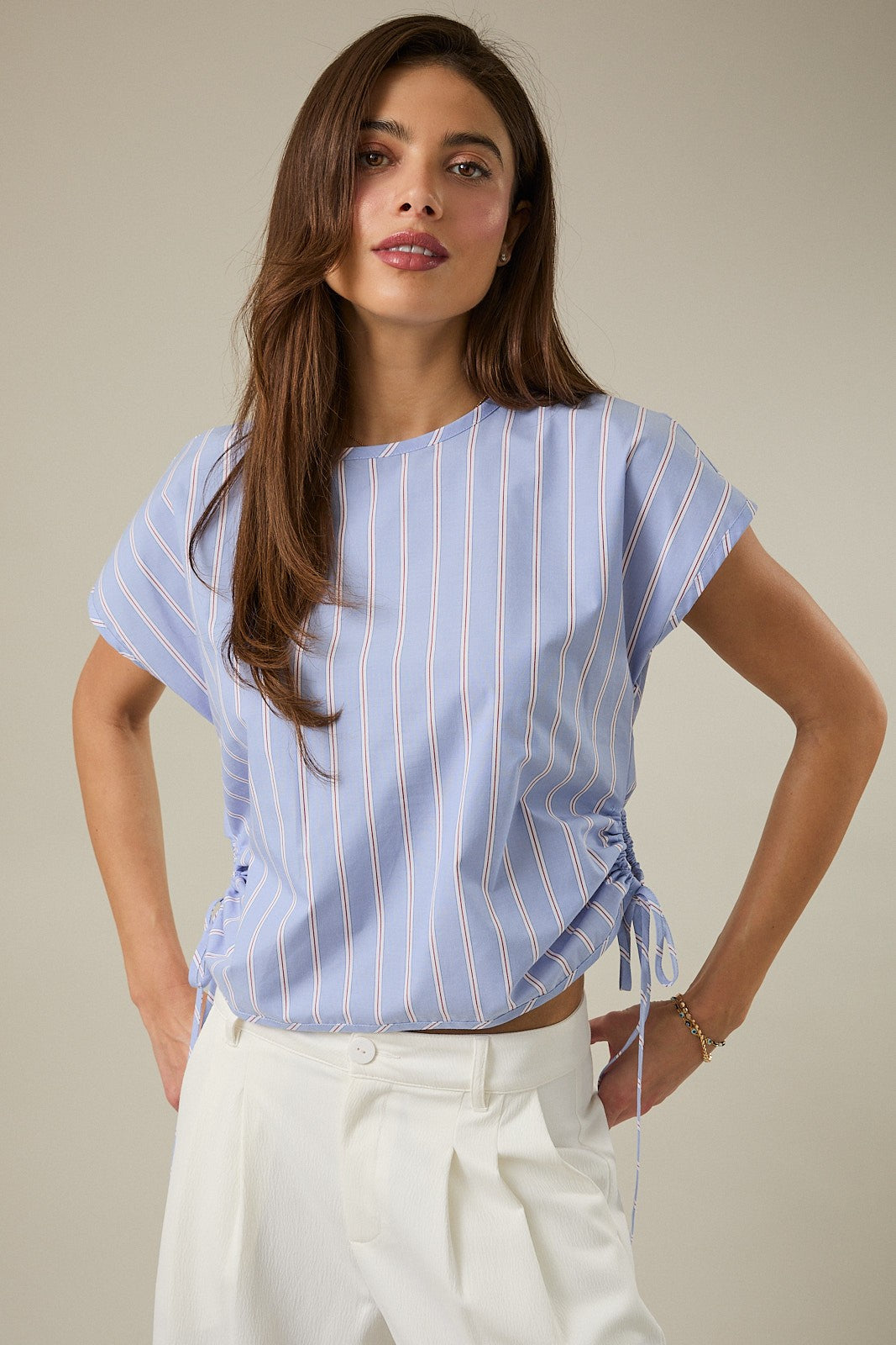 Side Tie Striped Top