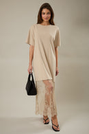 Lace T-Shirt Maxi Dress