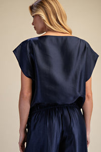 Navy Shiny Bubble Top