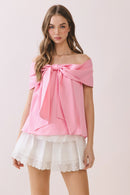 Bow Accented Off-The-Shoulder Top