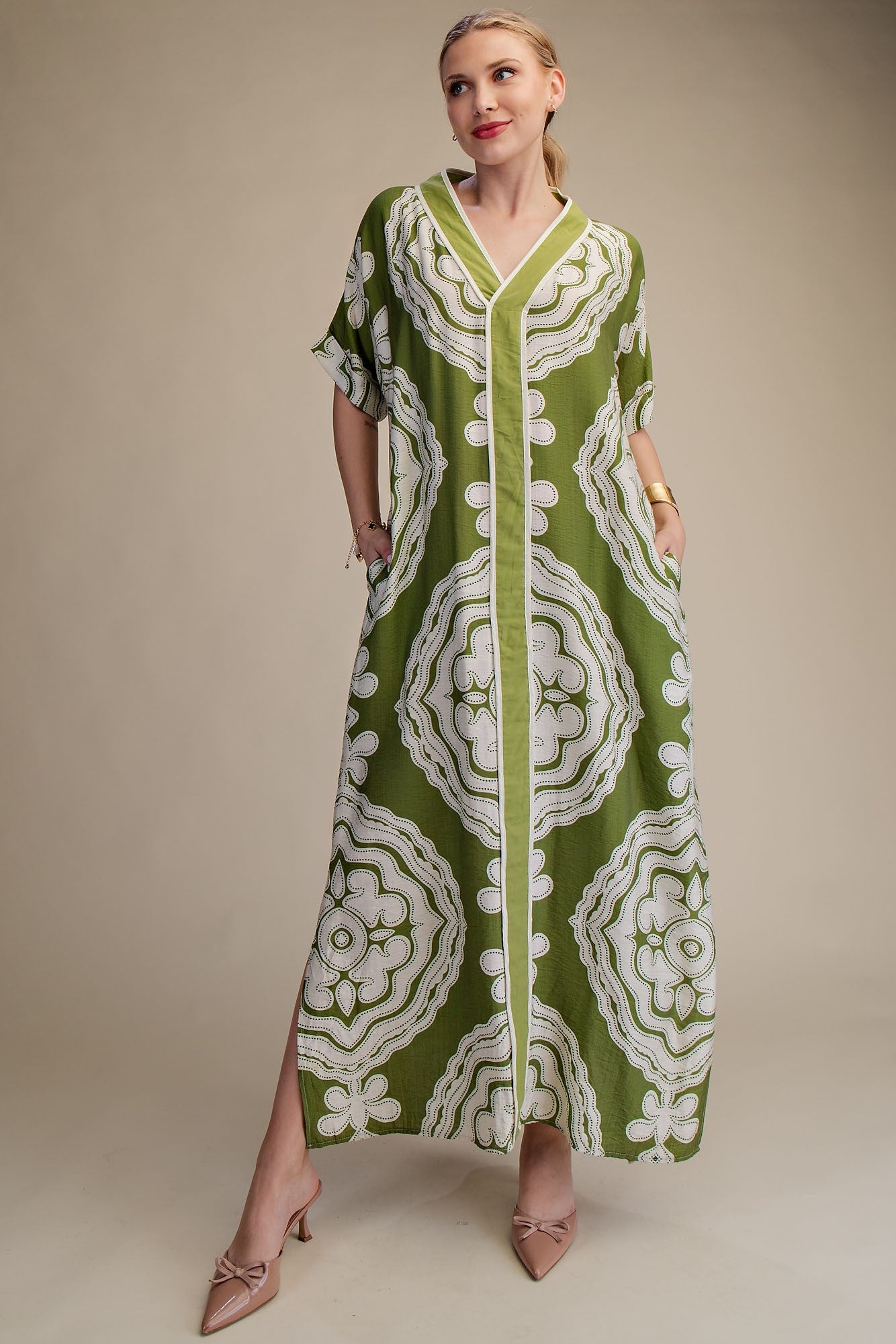 Printed Maxi Kaftan Dress