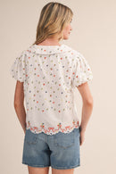 Embroidered Collared Blouse