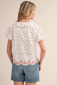 Embroidered Collared Blouse