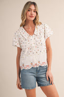 Embroidered Collared Blouse
