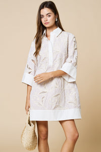 Contrast Embroidered Mini Dress