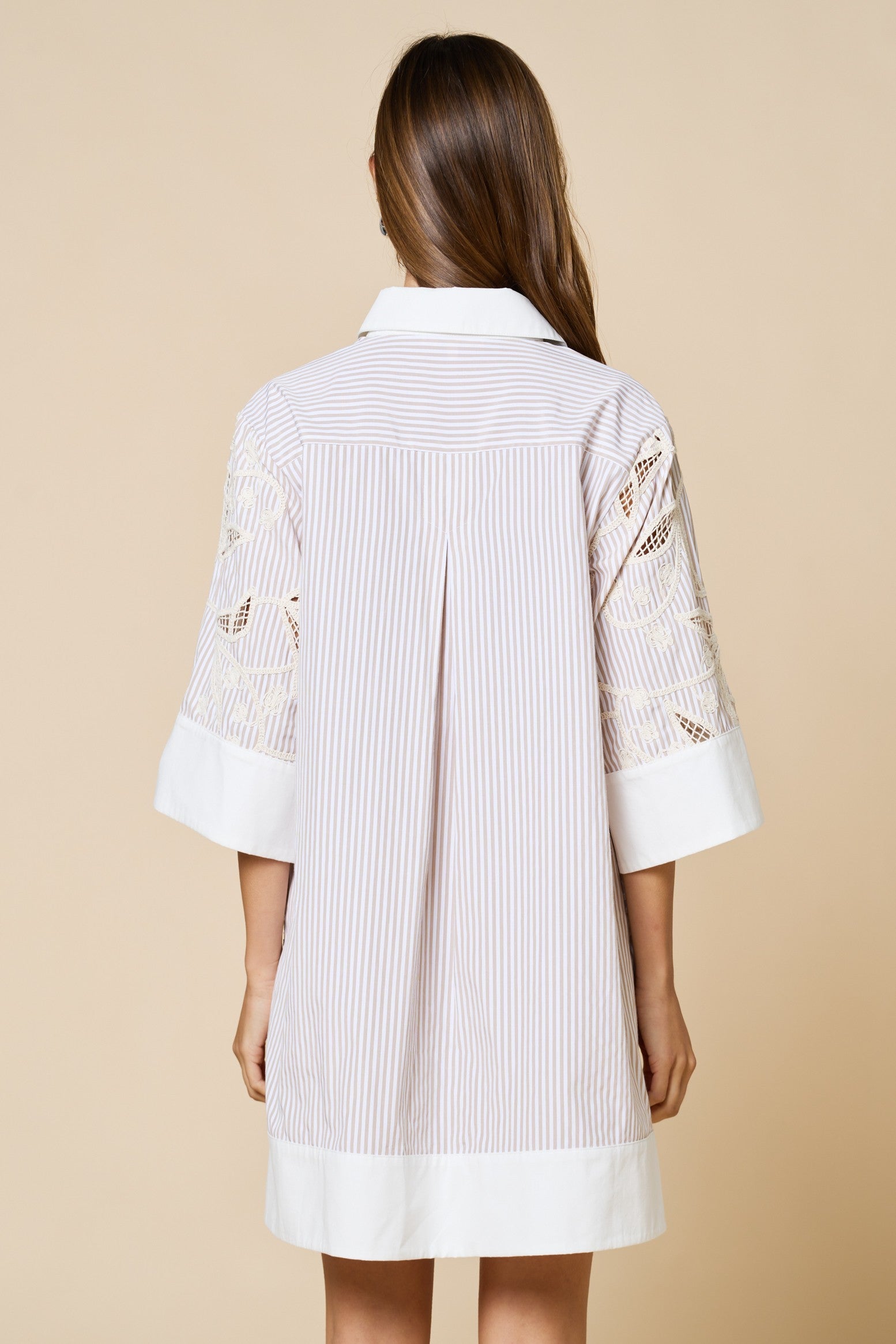 Contrast Embroidered Mini Dress